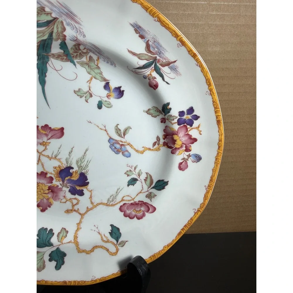 4 Wedgwood Devon Rose Floral Bird Chinoiserie Salad Plates Scalloped Border 8